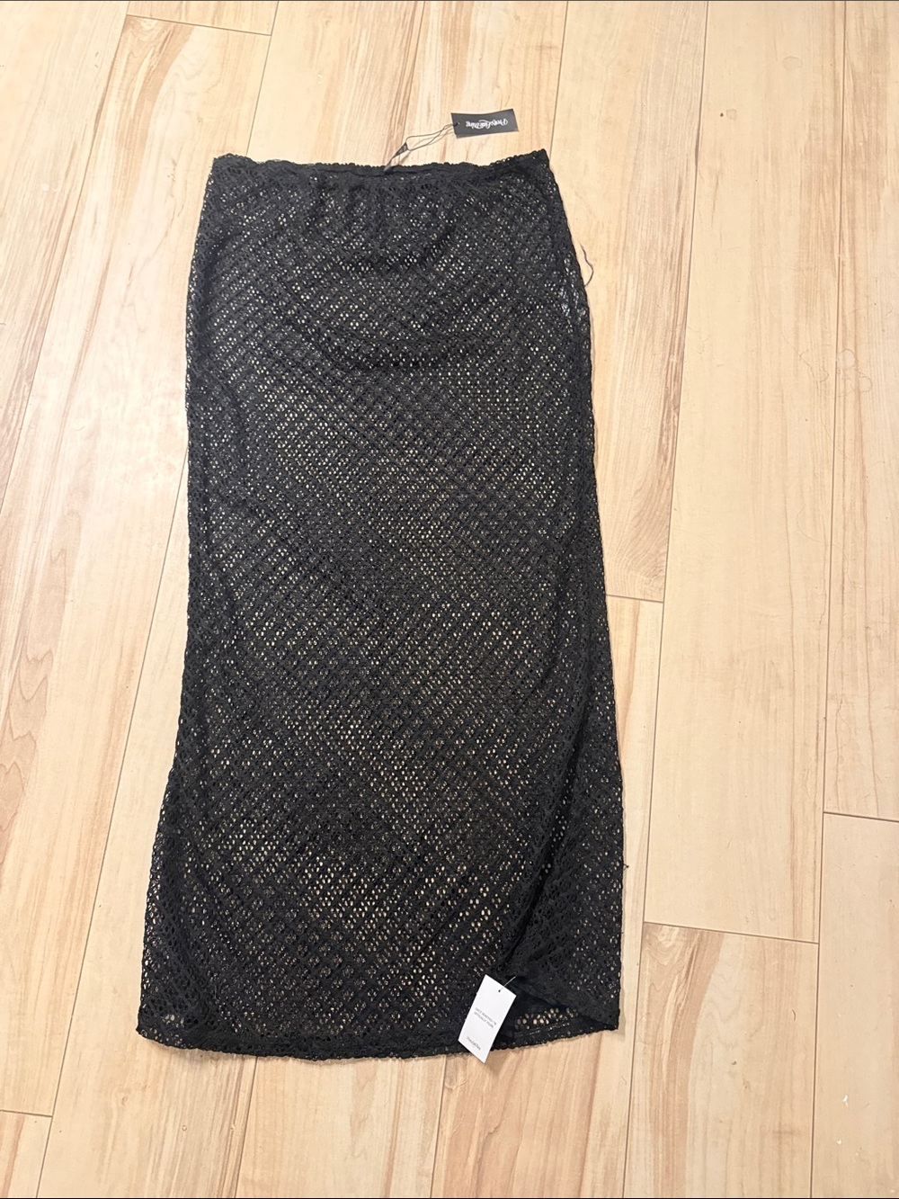 PrettyLittleThing Black Lace Pencil Skirt